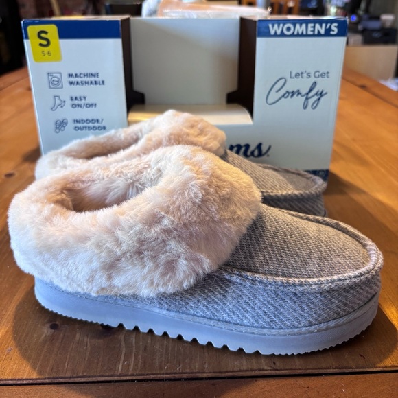 Dearfoams womens memory foam slip on cozy house shoes slippers gray S(5-6) - Picture 4 of 7